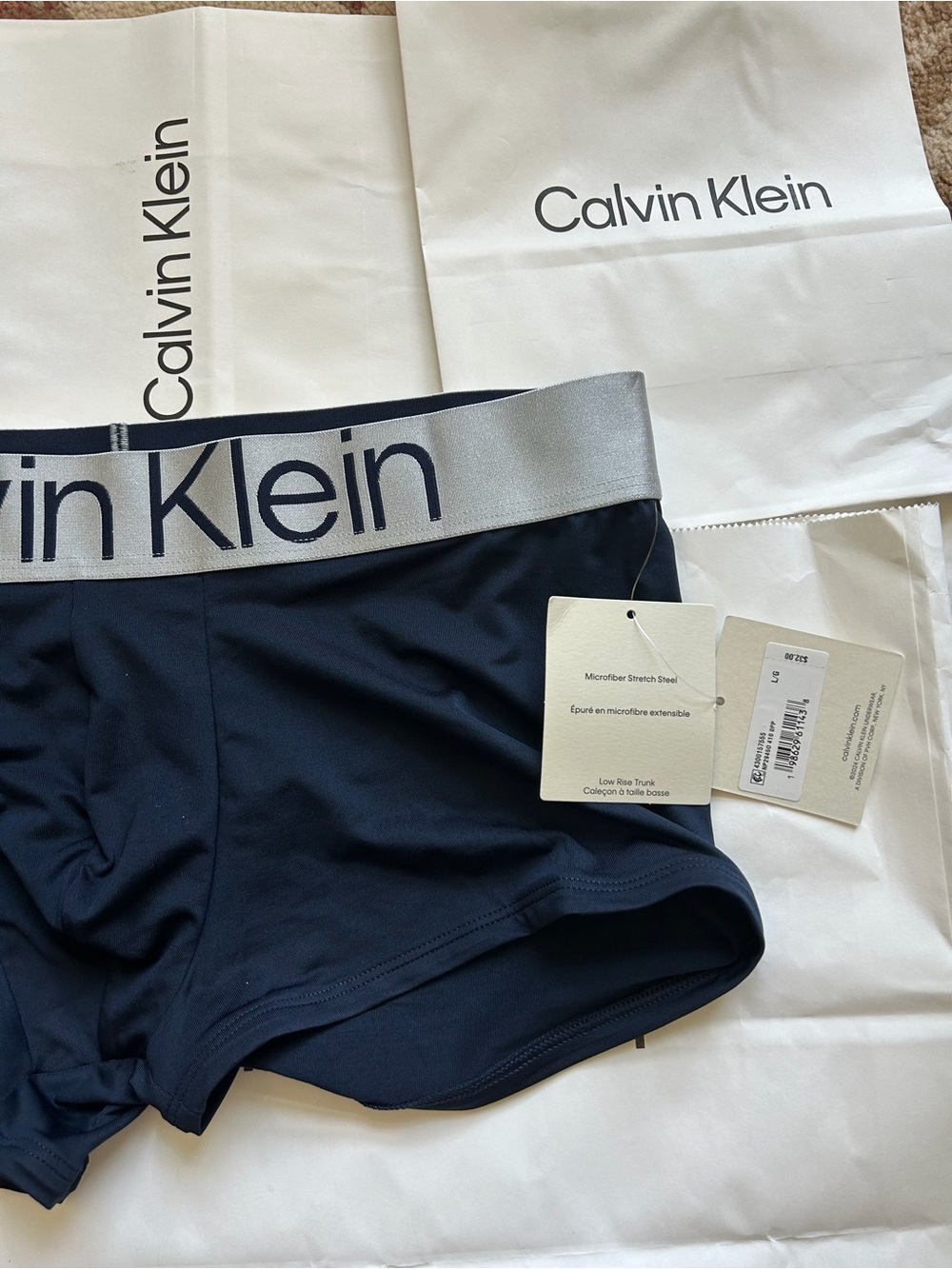 Calvin Klein Men Microfiber Stretch steel low rise trunks dark blue/ navy new - Picture 8 of 16